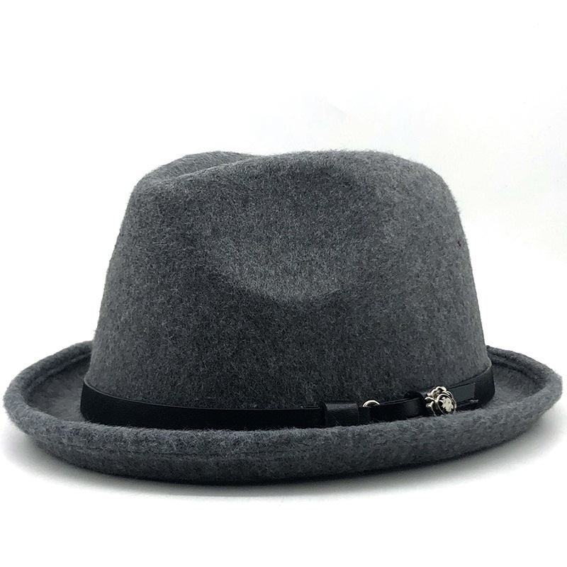 Top Hat Bälte Spänne Svart Woolen Hat Herr Brittisk Jazz Hat Imitation Wool