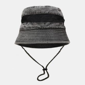 Tvättbar Bomullshatt Mesh Andningsbar Fritid Fiskarhatt Bucket Hat