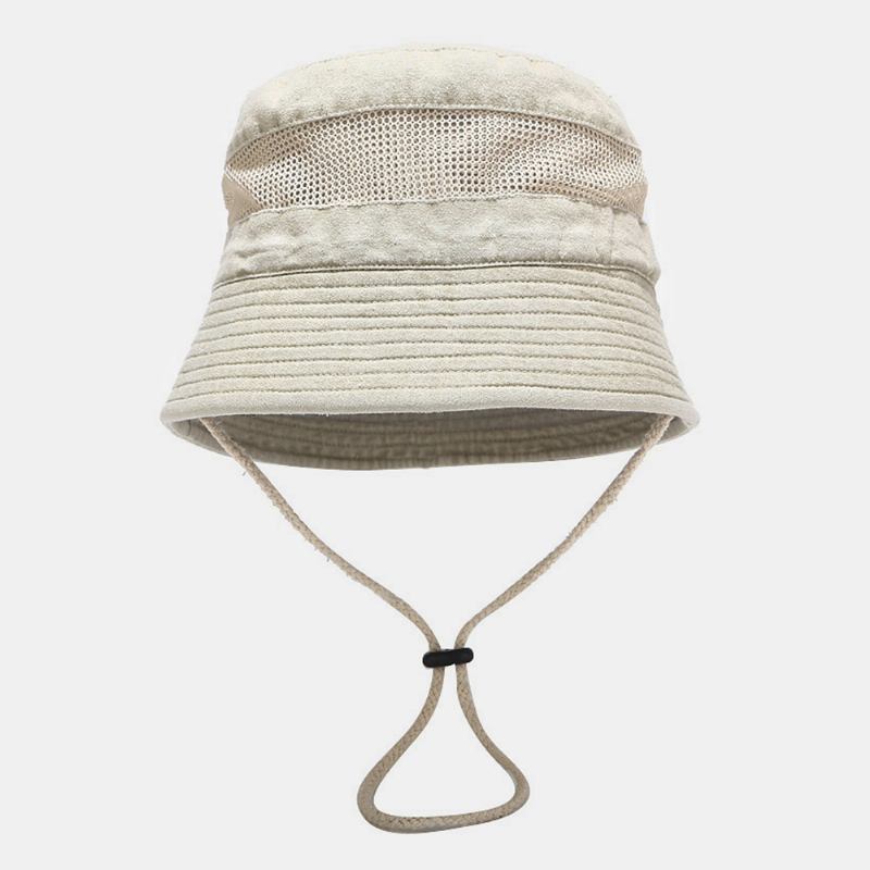 Tvättbar Bomullshatt Mesh Andningsbar Fritid Fiskarhatt Bucket Hat