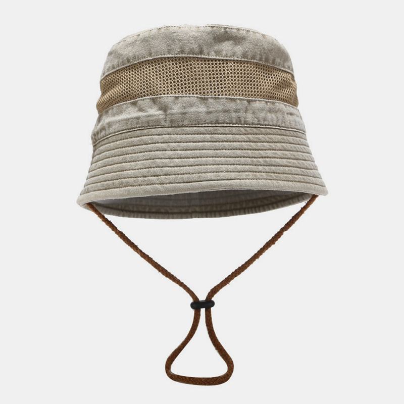 Tvättbar Bomullshatt Mesh Andningsbar Fritid Fiskarhatt Bucket Hat