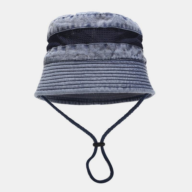 Tvättbar Bomullshatt Mesh Andningsbar Fritid Fiskarhatt Bucket Hat