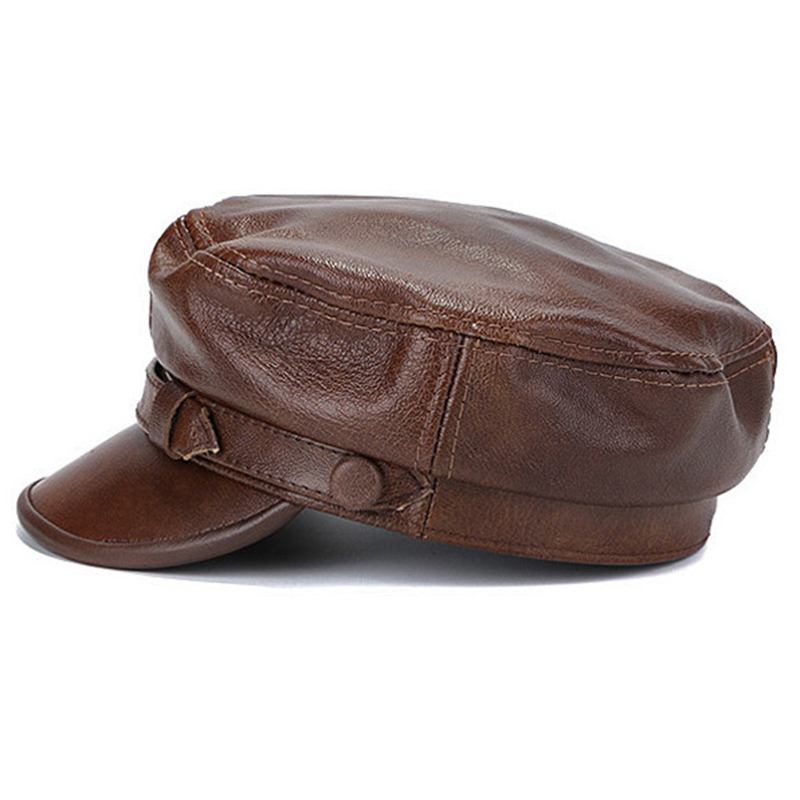 Unisex Äkta Läder Andas Flat Hats Justerbar Keps