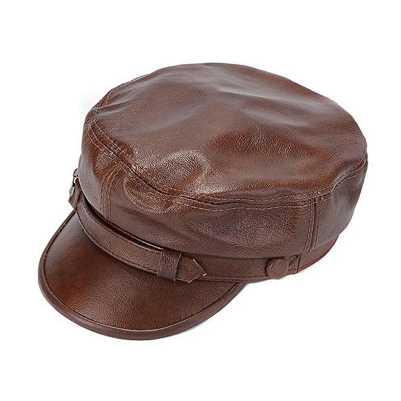 Unisex Äkta Läder Andas Flat Hats Justerbar Keps