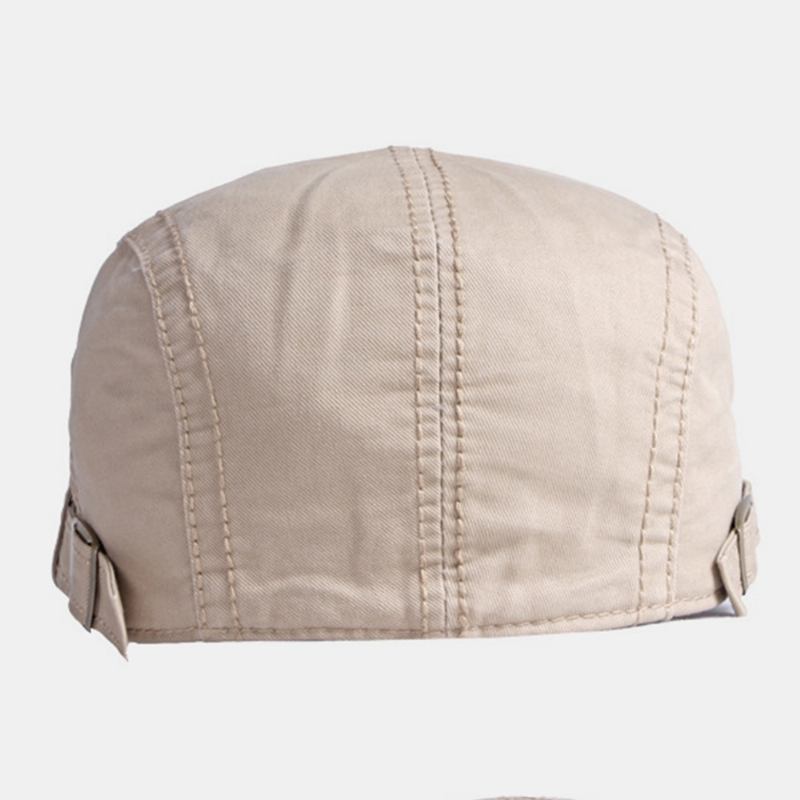 Unisex-bokstav Metalletikett Baskerkeps Brittiska Retrosidor Justerbart Spänne Andas Solskydd Framåt Hatt Newsboy Hatt Körhatt