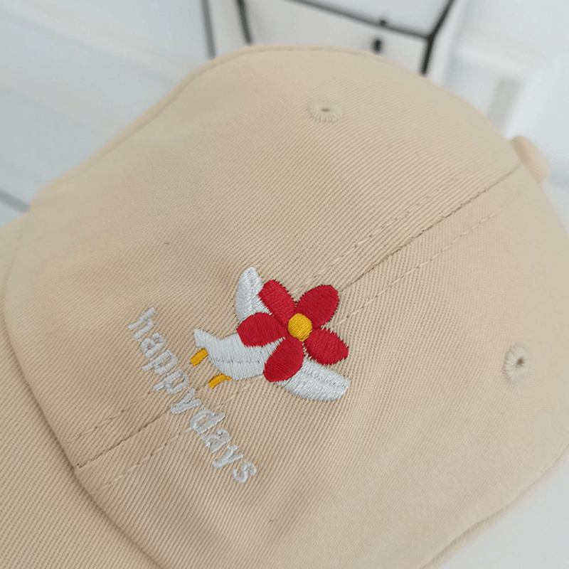 Unisex Bomull Enfärgad Blomma Brevmönster Broderi Vild Retro Solskydd Baseballkeps