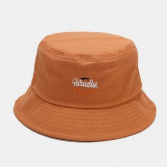 Unisex Bomull Ensfärgad Shark Letter Mönster Broderi Mode Sunshade Bucket Hat