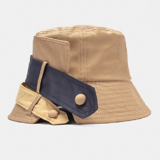 Unisex Bomull Kontrastfärg Bandage Dovetail Unik Mode Bucket Hat