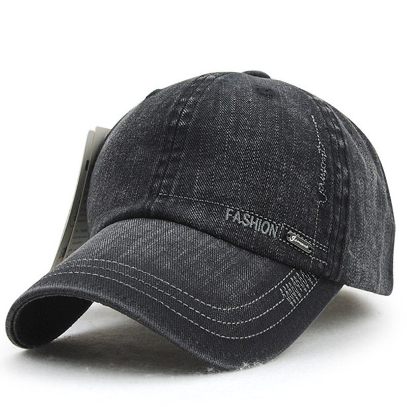 Unisex Bomull Tvättad Denim Basebollkeps Vintage Justerbar Golf Snapback Hatt