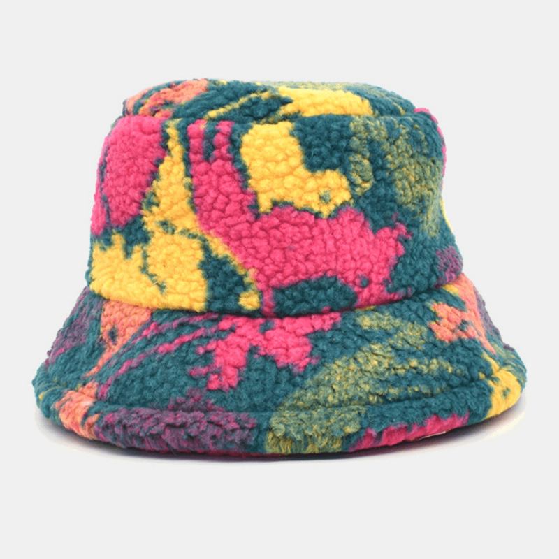 Unisex Bomullsblandning Färgutskrift Sammet Håll Värmen Utomhusresor Casual Bucket Hat