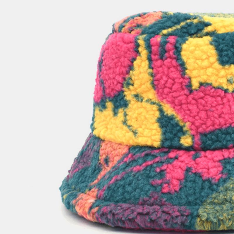 Unisex Bomullsblandning Färgutskrift Sammet Håll Värmen Utomhusresor Casual Bucket Hat