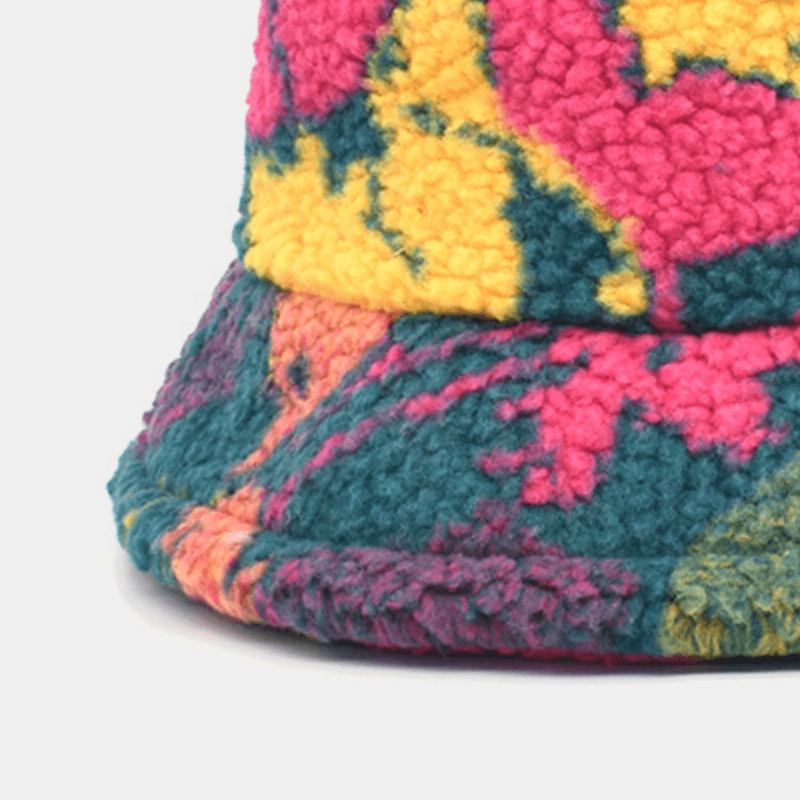 Unisex Bomullsblandning Färgutskrift Sammet Håll Värmen Utomhusresor Casual Bucket Hat