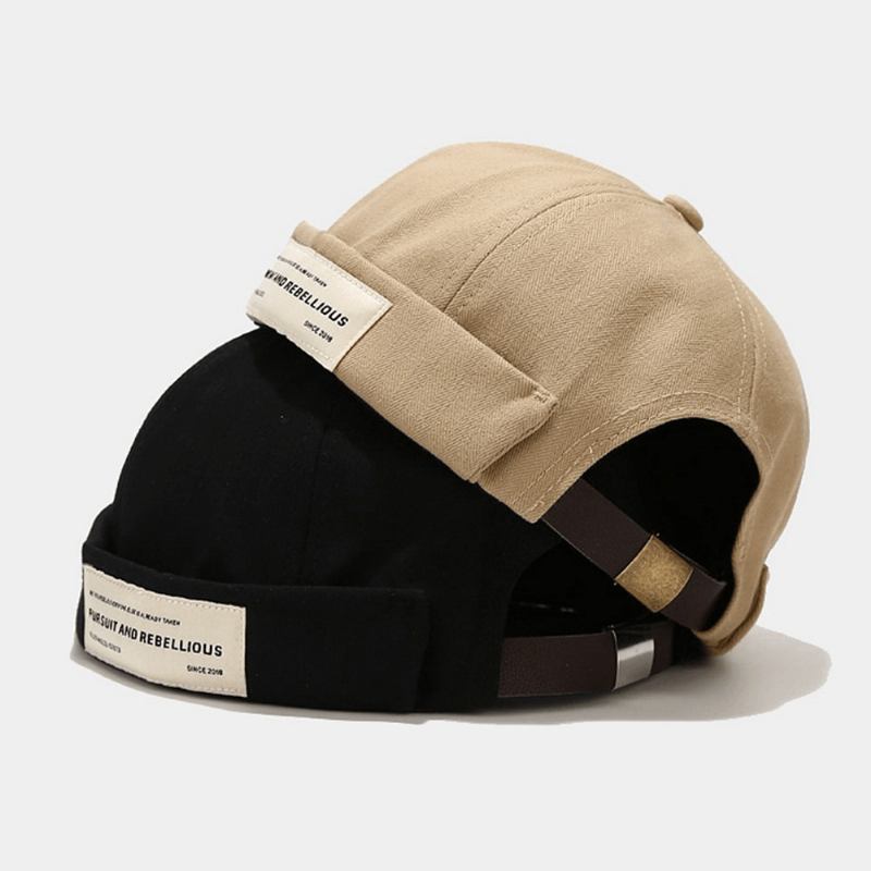 Unisex Bomullslapp Bokstavsmönster Justerbar Casual Solskydd Utan Brätte Beanie Hyresvärd Keps Skalkeps