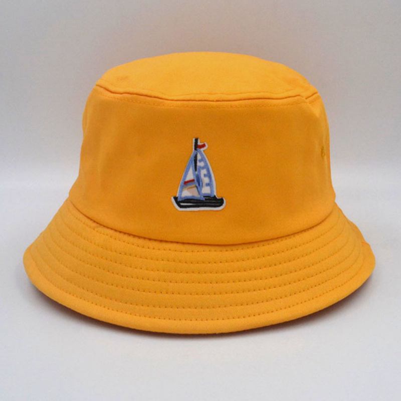 Unisex Bomullssegelbåtsmönster Justerbar Casual Sunshade Bucket Hat