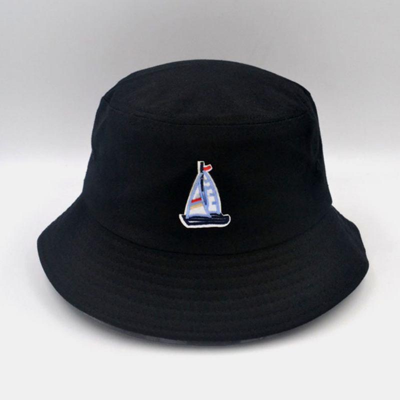 Unisex Bomullssegelbåtsmönster Justerbar Casual Sunshade Bucket Hat