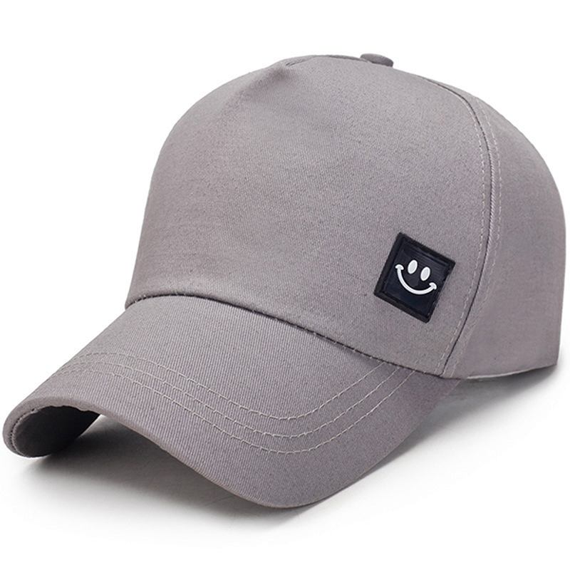 Unisex Canvas Leende Ansikte Sun Peaked Cap Outdoor Sport Trucker Kepsar För Män Och Kvinnor