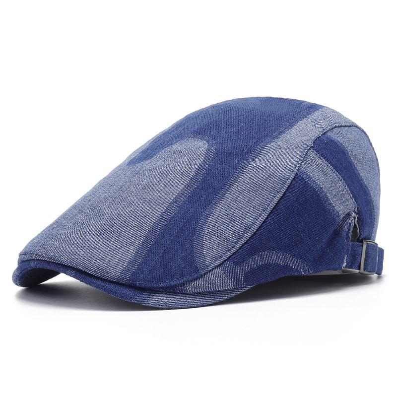 Unisex Denim Kort Brätte Distressed Blue Sunshade Peaked Cap