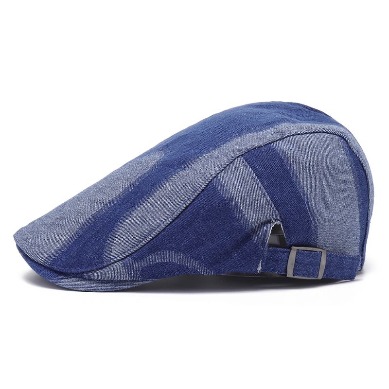 Unisex Denim Kort Brätte Distressed Blue Sunshade Peaked Cap