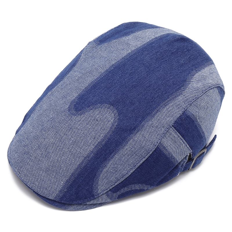 Unisex Denim Kort Brätte Distressed Blue Sunshade Peaked Cap