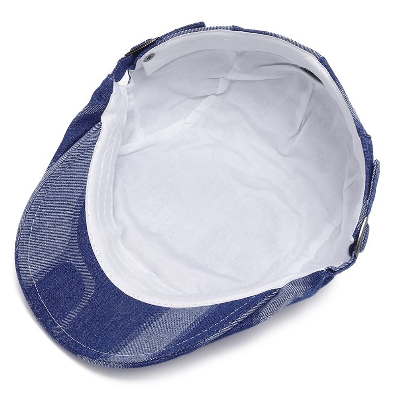 Unisex Denim Kort Brätte Distressed Blue Sunshade Peaked Cap