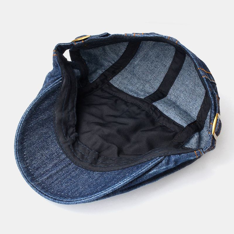 Unisex Denim Lattice Mönster Utomhus Casual Wild Forward Hat Basker Cap Flat Hat