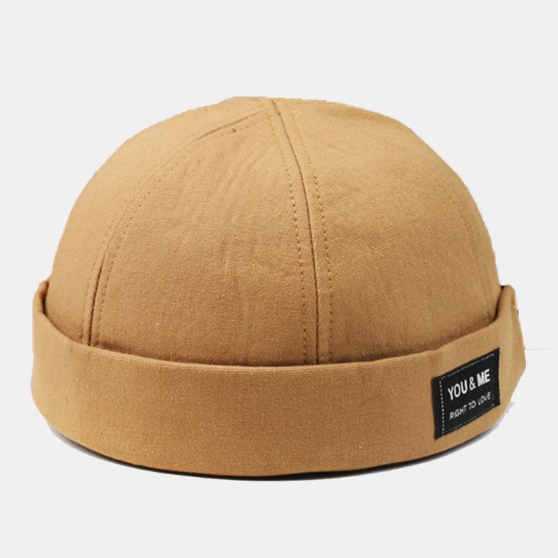 Unisex Dome Letter Patch Twill Keps Melon Keps Retro Casual Solskydd Sailor Keps Beanie Skull Cap