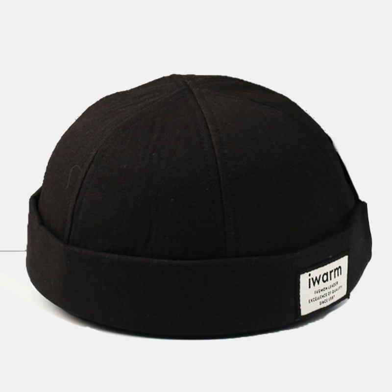 Unisex Dome Letter Patch Twill Keps Melon Keps Retro Casual Solskydd Sailor Keps Beanie Skull Cap