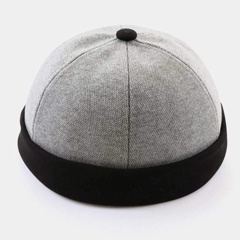 Unisex Filt Kontrastfärg Retro Hip-hop Stil Vinter Casual Beanie Brättelös Döskalle Hatt Hyresvärd Hat