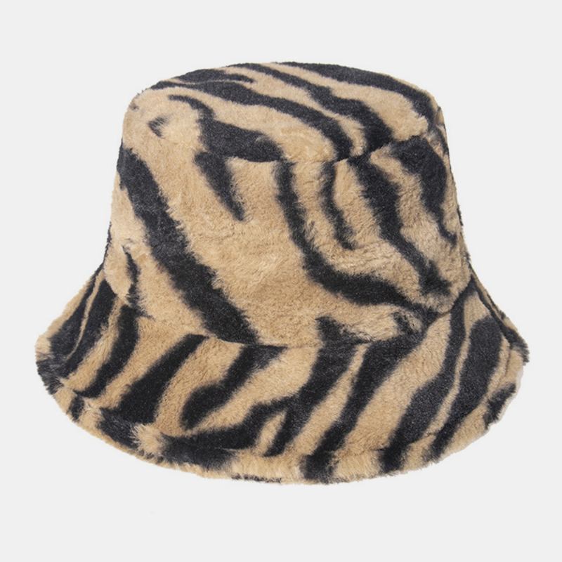 Unisex Filtzebramönster Plus Förtjockning Och Sammet Varm Vindtät Mjuk All-match Bucket Hat