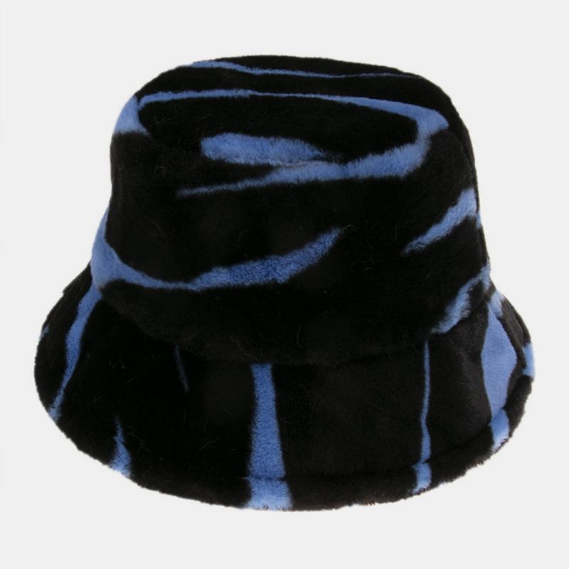 Unisex Filtzebramönster Plus Förtjockning Och Sammet Varm Vindtät Mjuk All-match Bucket Hat