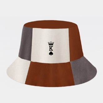 Unisex Fyrkantig Pläd Färgmatchande Solskyddshatt Casual Vild Kontrastfärg Pokermönster Bucket Hat