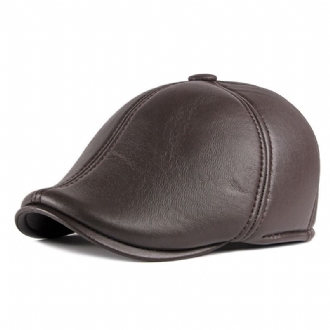 Unisex-hörselskydd Warm Forward Cap British Vintage Läder Duckbill Basker Caps