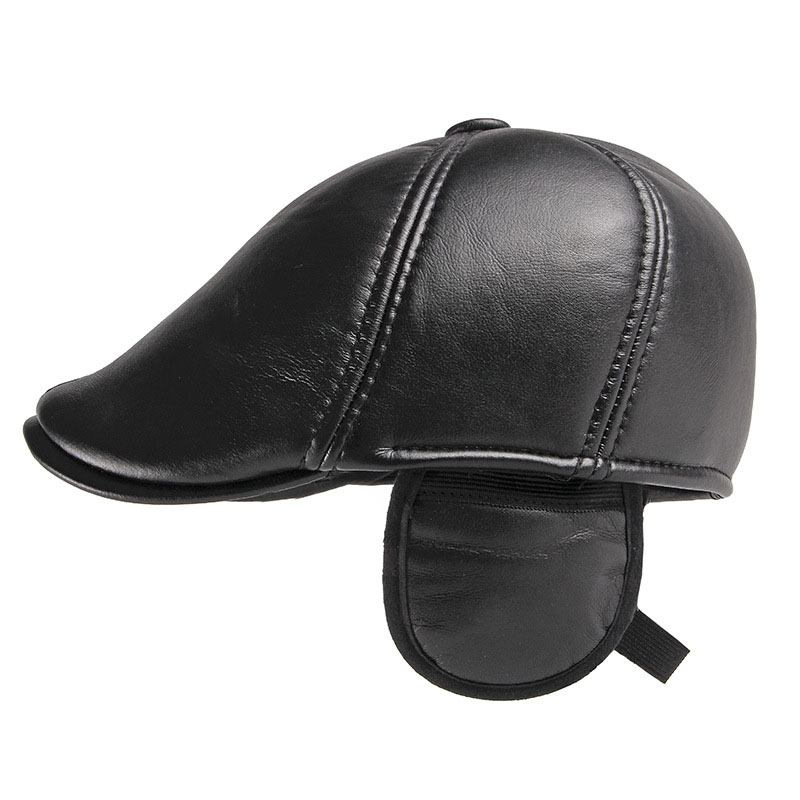 Unisex-hörselskydd Warm Forward Cap British Vintage Läder Duckbill Basker Caps