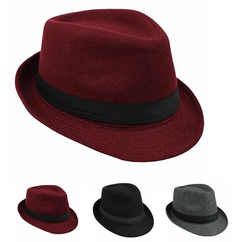 Unisex Jazzkeps Vintage Yllehink Trilby Brätte Fedora Panamahatt