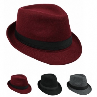 Unisex Jazzkeps Vintage Yllehink Trilby Brätte Fedora Panamahatt