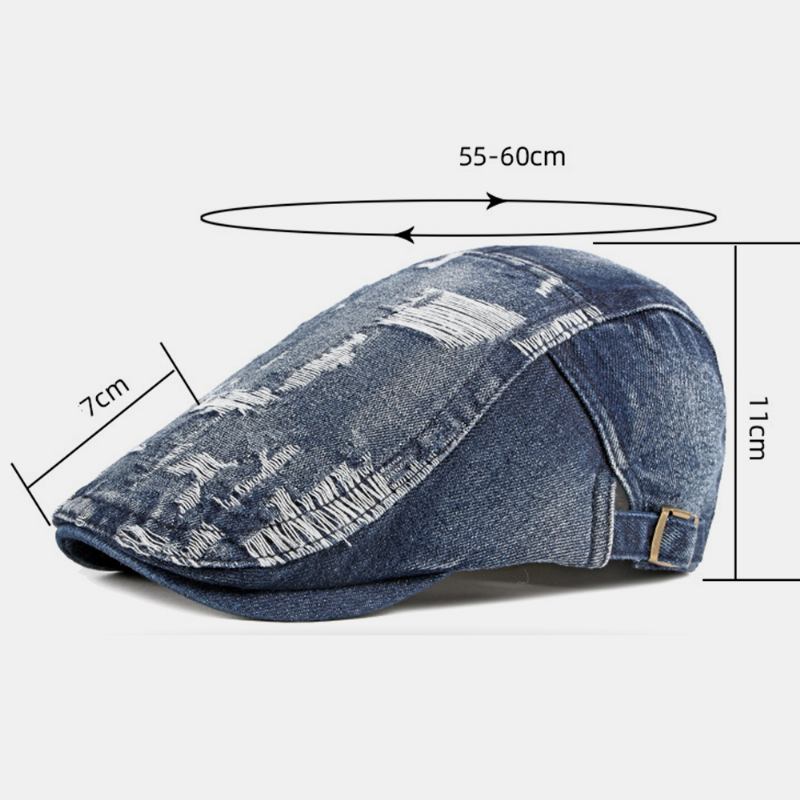 Unisex Jeanstvättad Fabrikat Gammalt Hål Andas Casual Solskydd Framåt Cap Basker Keps Platt Hatt