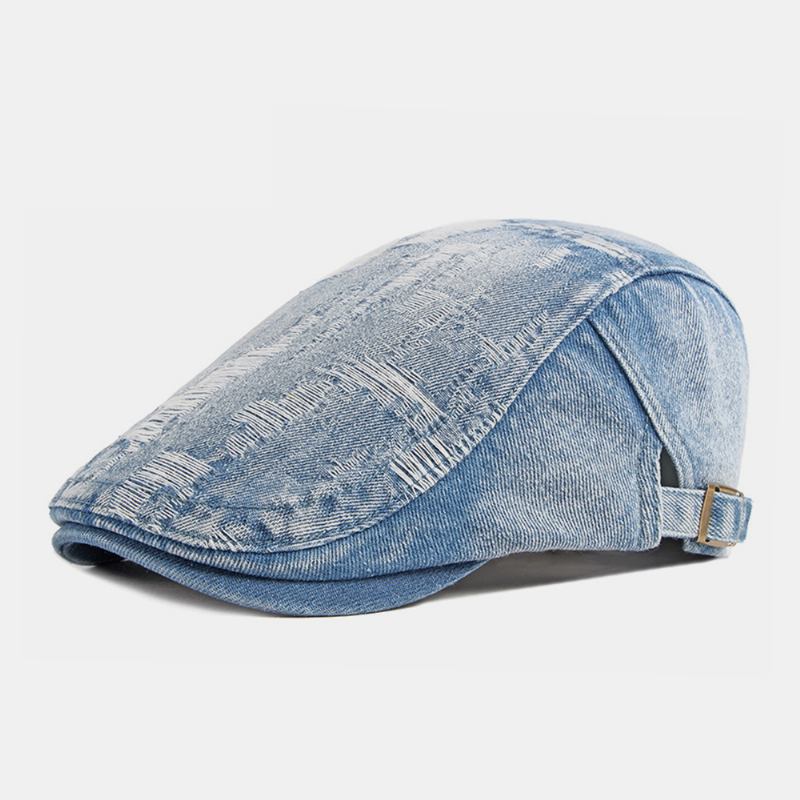 Unisex Jeanstvättad Fabrikat Gammalt Hål Andas Casual Solskydd Framåt Cap Basker Keps Platt Hatt