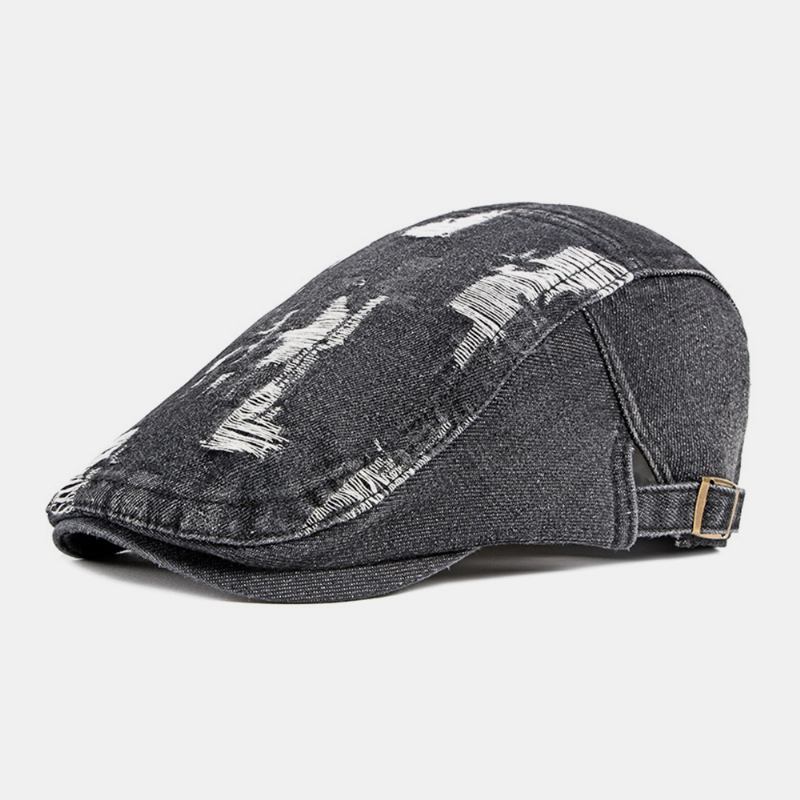 Unisex Jeanstvättad Fabrikat Gammalt Hål Andas Casual Solskydd Framåt Cap Basker Keps Platt Hatt