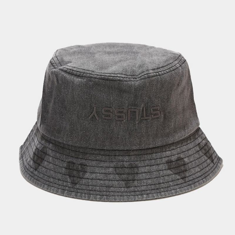 Unisex Kärleksmönster Bucket Hat Tvättad Made-gammal Brevbroderi Mode Solskyddshatt