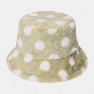 Unisex Kaninhår Färgglada Prickmönster Plus Tjocka Varm Vindtät Mjuk All-match Travel Bucket Hat