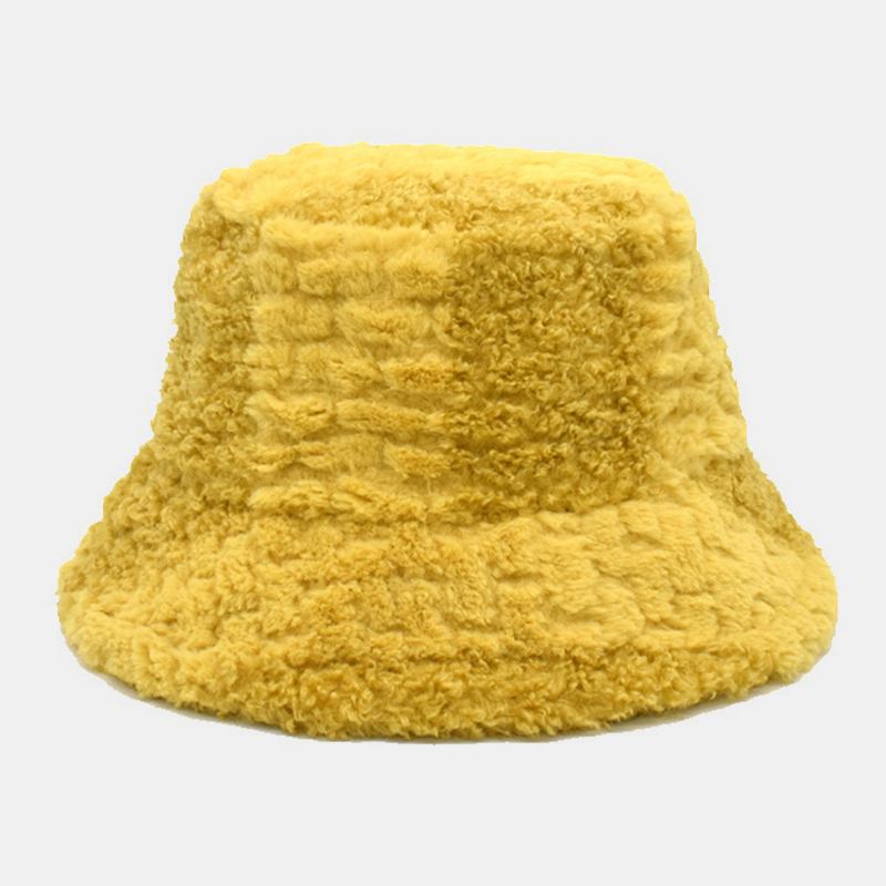 Unisex Lammhår Kontrastfärg Casual Varm Par Hat Bucket Hat