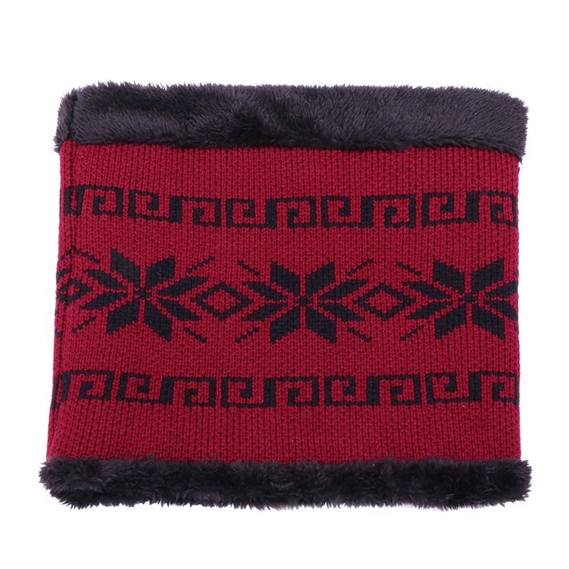 Unisex Män Vinter Vindtät Stickad Plus Sammetsmössa Scarf Set