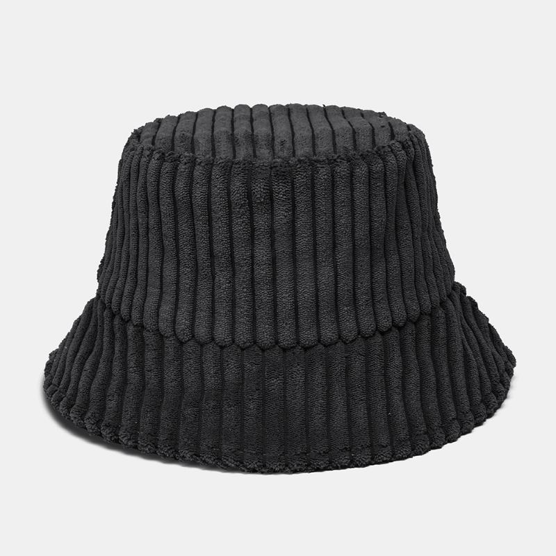 Unisex Manchester Ränder Mönster Enfärgad Varm Hörselskydd Par Hat Bucket Hat