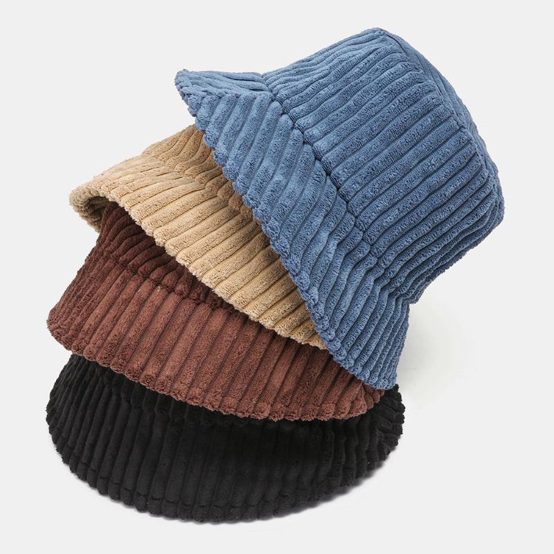 Unisex Manchester Ränder Mönster Enfärgad Varm Hörselskydd Par Hat Bucket Hat