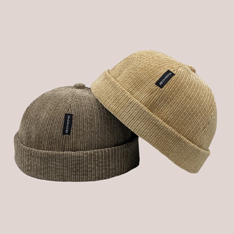 Unisex Manchesteretikett Patch Döskalle Keps Casual Utomhus Höst Vinter Varm Justerbar Brättelös Beanie Hyresvärd Keps