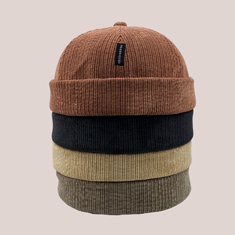 Unisex Manchesteretikett Patch Döskalle Keps Casual Utomhus Höst Vinter Varm Justerbar Brättelös Beanie Hyresvärd Keps