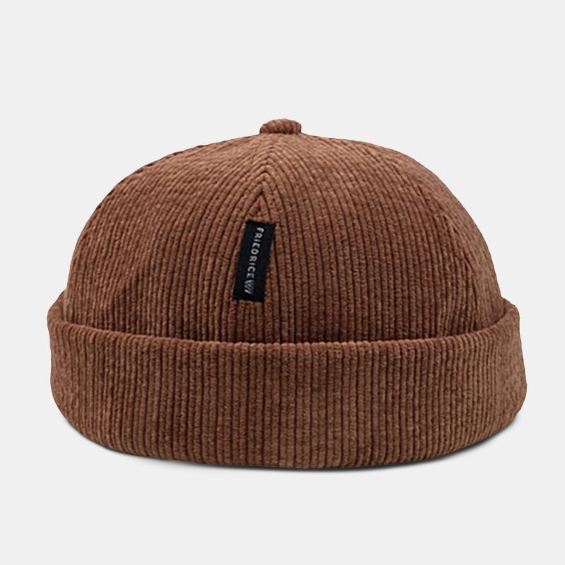 Unisex Manchesteretikett Patch Döskalle Keps Casual Utomhus Höst Vinter Varm Justerbar Brättelös Beanie Hyresvärd Keps