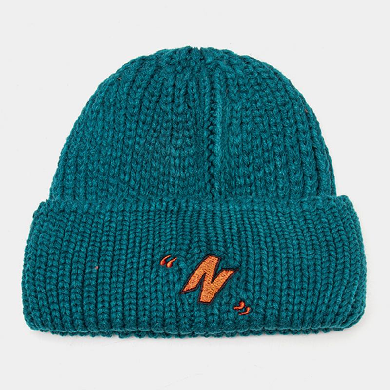 Unisex N-letter Mönster Stickade Keps Mode Casual Justerbar Elastisk Keps Döskalle Keps Brädelös Beanie Hyresvärd Keps