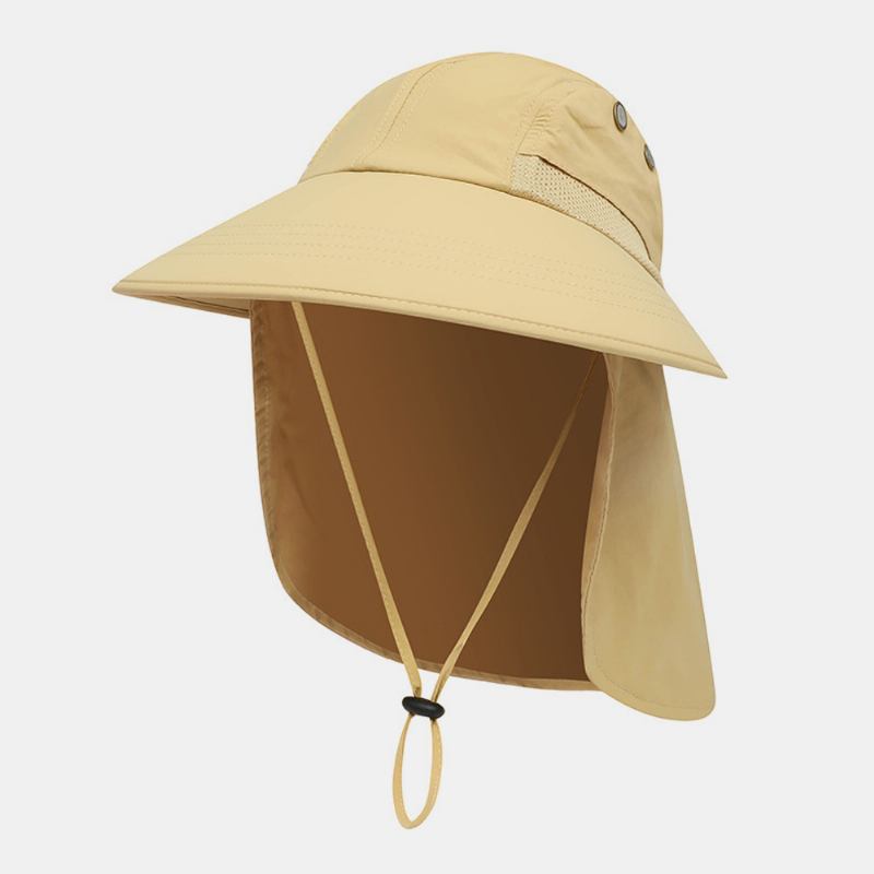 Unisex Nylon Enfärgad Justerbar Sommar Utomhussolskydd Fiske Klätterhatt Andas Bucket Hat