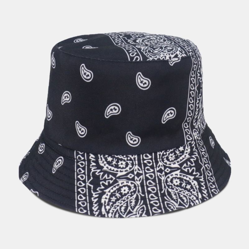 Unisex-överlägg Cashew-utskrift Bucket Hat Blandade Färgsömmar Casual Solskyddshatt