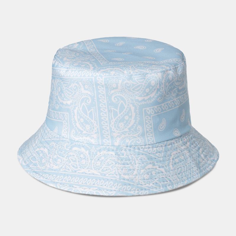 Unisex-överlägg Cashew-utskrift Bucket Hat Blandade Färgsömmar Casual Solskyddshatt